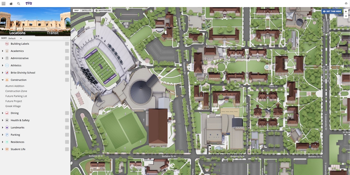 Map Of Tcu Campus TCU Interactive Map